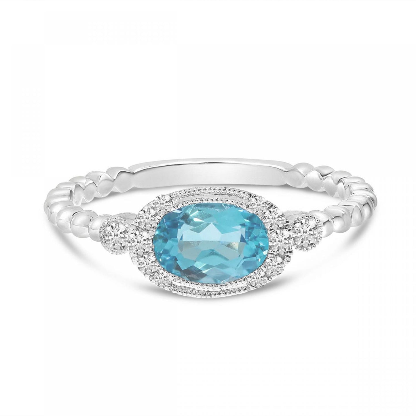 14K White Gold Blue Topaz Ring