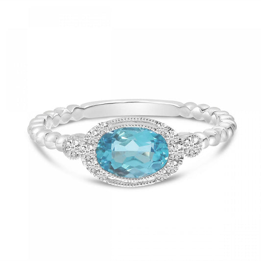 14K White Gold Blue Topaz Ring