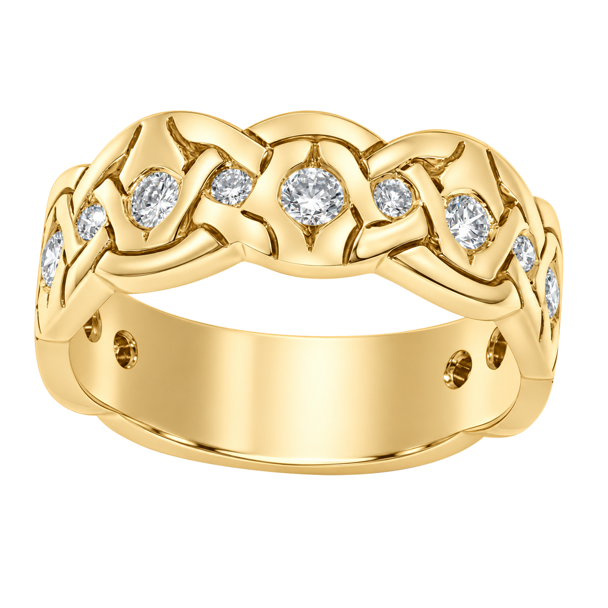 14K Yellow Gold Designer Diamond Band