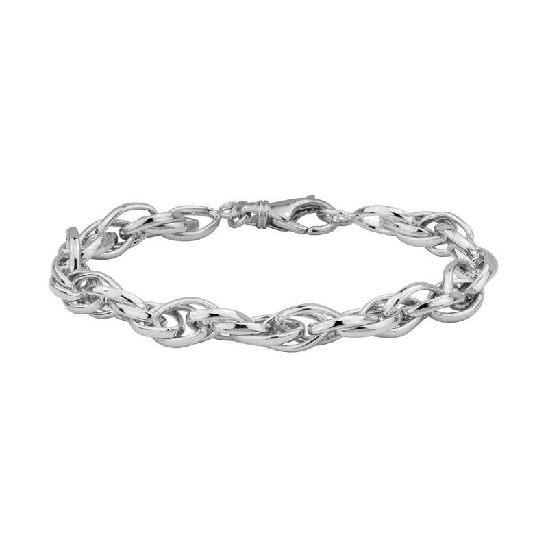 Sterling Silver and Rhodium Triple Twist 7 inch Bracelet by The Little Jewel
