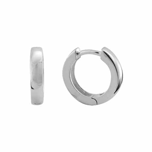 Sterling Silver Rhodium Plated 2.5x12mm Hinged Hoop Earrings by The Little Jewel