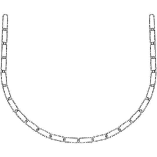 Sterling Silver and Rhodium Large Rectangular Link Necklace by The Little Jewel