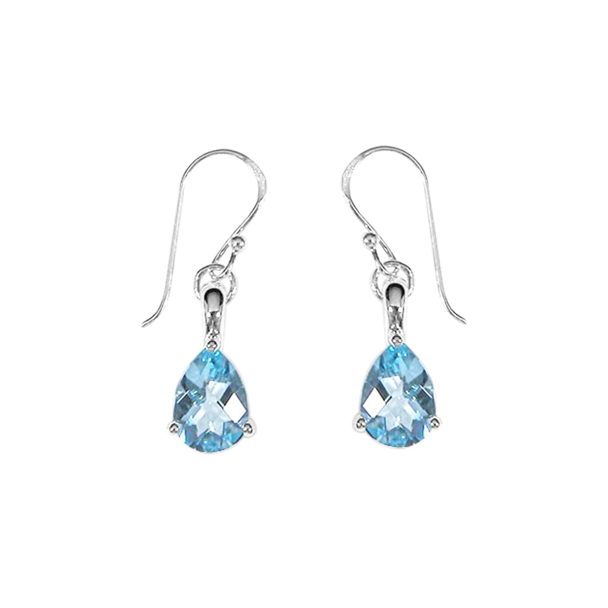 Sterling Silver Pear Light Blue Topaz Dangle Earrings
