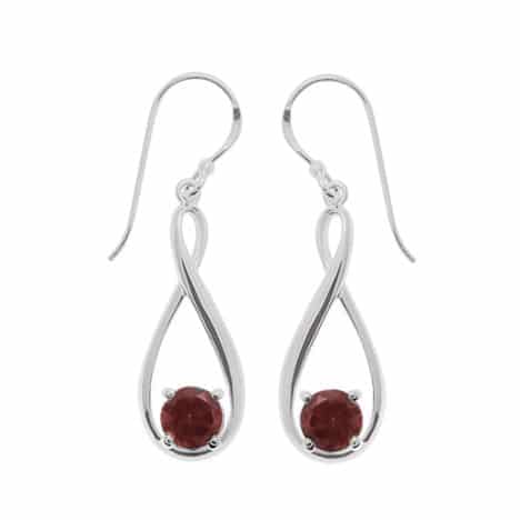 Sterling Silver Figure 8 Garnet Dangle Earrings by Boma