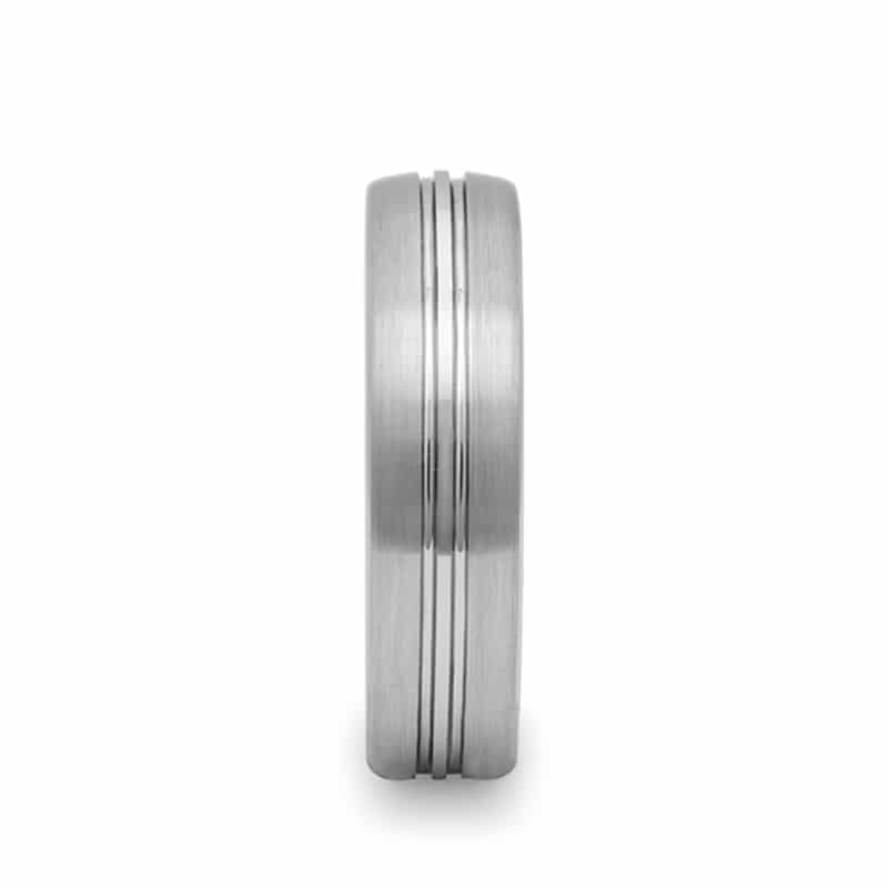 Tungsten Carbide Boss Rounded Brushed Center Groove Ring 6mm by Thorsten