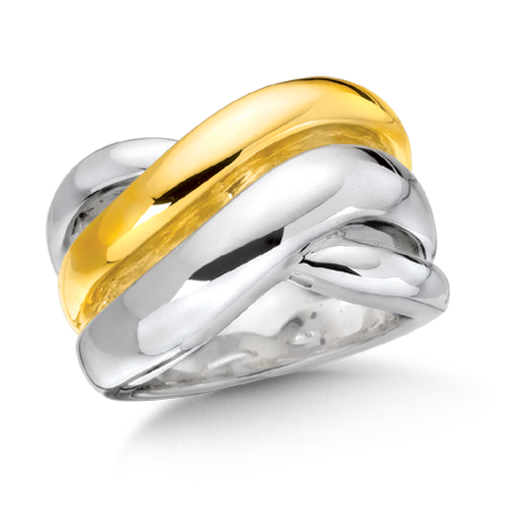 Sterling Silver & 14K Wide Band
