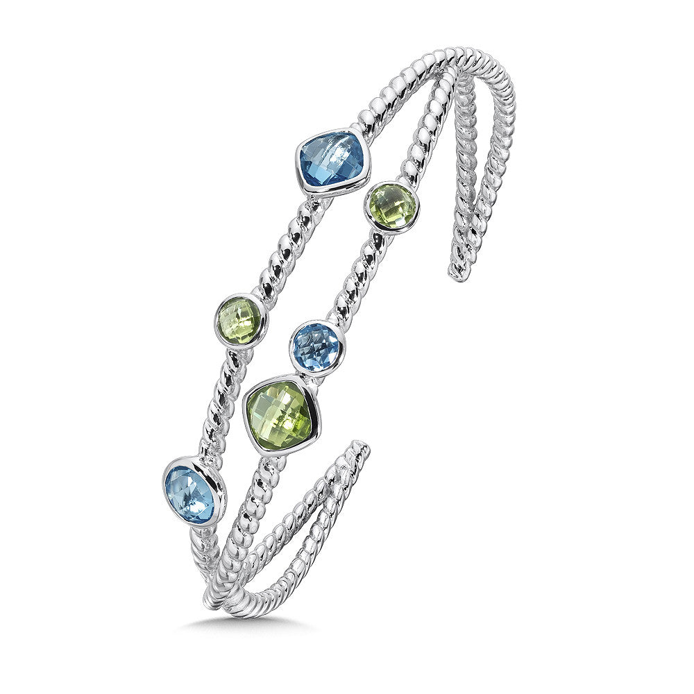 Sterling Silver Blue Topaz and Peridot Cuff by SDC Creations
