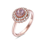 14K Rose Gold Morganite and Diamond Halo Ring