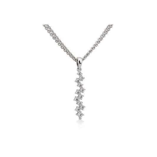 14K White Gold Staggered Diamond Pendant