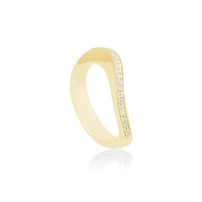 14K Yellow Gold Curve Diamond Ring