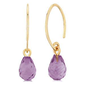 14k Yellow Gold Mini Simple Sweep Amethyst Earrings