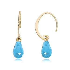 14K Gold Mini Simple Sweep Blue Topaz Earrings by Carla & Nancy B.