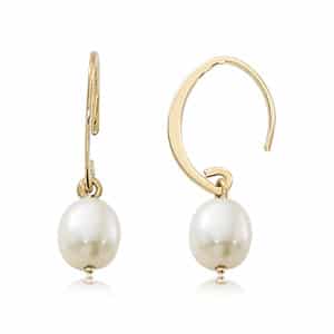 14K Gold Mini Simple Sweep Freshwater Pearl Earrings by Carla & Nancy B.