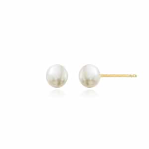 14K Yellow Gold 4mm Cultured Pearl Post Earrings by Carla & Nancy B.