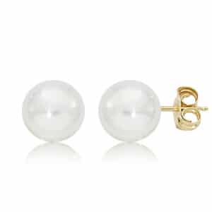 14K Yellow Gold 8mm Pearl Stud Earrings by Carla & Nancy B.