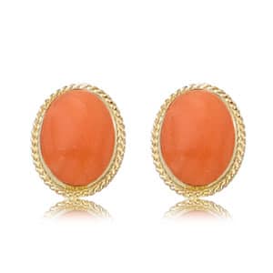 14K Yellow Gold Coral Earrings by Carla & Nancy B.