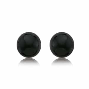 14K Yellow Gold 7mm Black Onyx Earrings by Carla & Nancy B.