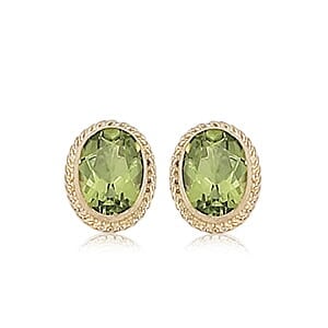 14K Yellow Gold Peridot Twist Gallery Post Earrings by Carla & Nancy B.