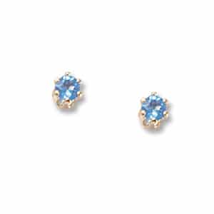 14K Yellow Gold 3mm Blue Topaz Studs by Carla & Nancy B.