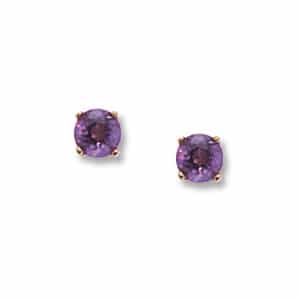 14K Yellow Gold 4mm Amethyst Earrings by Carla & Nancy B.