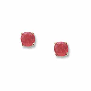 14K Yellow Gold 4mm Ruby Earrings by Carla & Nancy B.