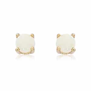 14K Yellow Gold 4mm Opal Earrings by Carla & Nancy B.