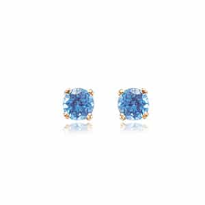 14K Yellow Gold 4mm Swiss Blue Topaz Stud Earrings by Carla & Nancy B.