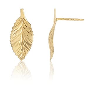 14K Gold Long Curved Leaf Earrings by Carla & Nancy B.