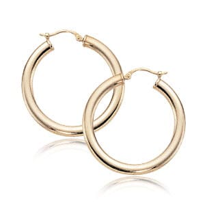 14K Yellow Gold 2x30mm Flat Oval Tube Hoop Earrings by Carla & Nancy B.