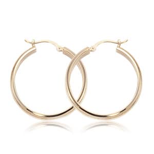 14K Gold 3.5x25mm Round Tube Hoop Earrings by Carla & Nancy B.