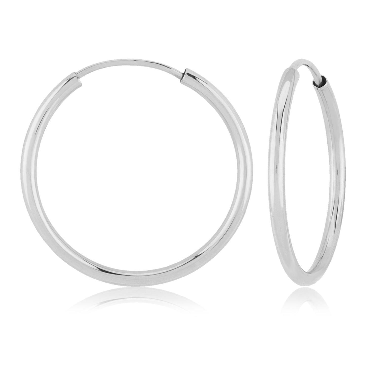 14k White Gold 20 mm Endless Hoops