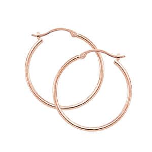 14K Rose Gold 1.5x20mm S/D Tube Hoop Earrings by Carla & Nancy B.