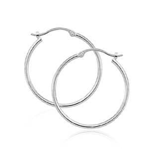 14K White Gold 1.5x20mm S/D Tube Hoop Earrings by Carla & Nancy B.