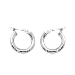 14K White Gold 2.5x15mm Tube Hoop Earrings by Carla & Nancy B.