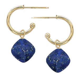 14K Yellow Gold 1.5x12mm Lapis Dangle Earrings by Carla & Nancy B.