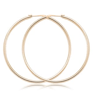 14K Yellow Gold 1.5x50mm S/D Tube Hoop Earrings by Carla & Nancy B.