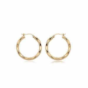 14K Yellow Gold Small Fancy Hoop Earrings by Carla & Nancy B.