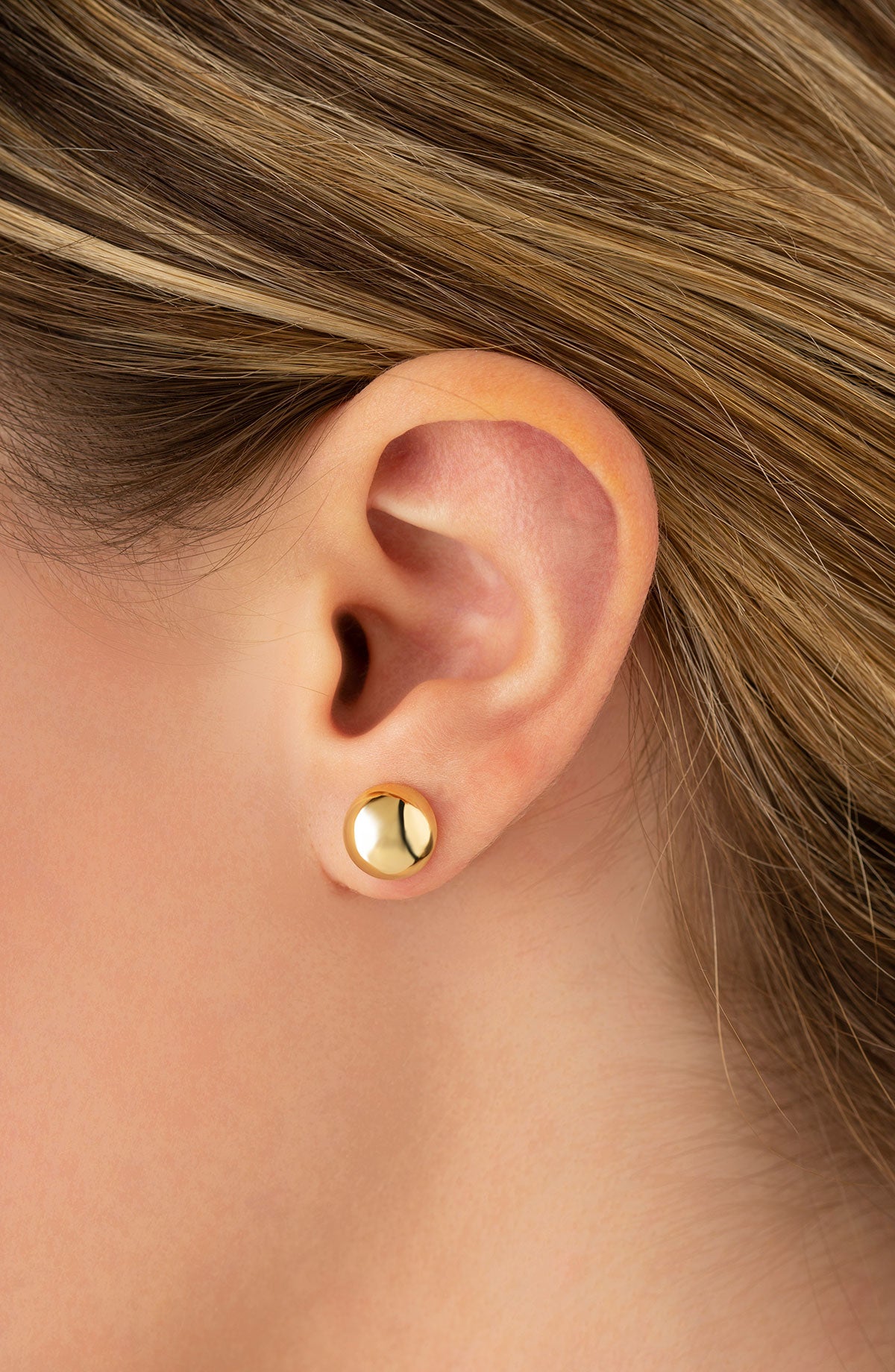14K Yellow Gold 12mm Button Studs