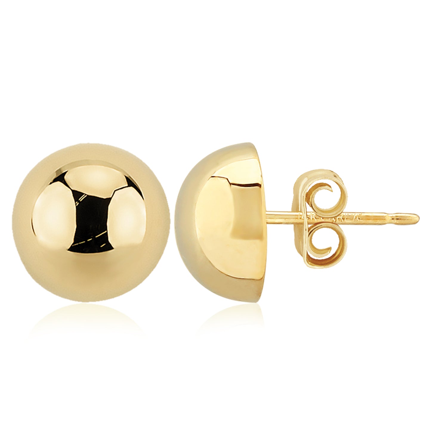 14K Yellow Gold 12mm Button Studs