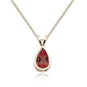 14K Yellow Gold 8x5mm Garnet Pendant by Carla & Nancy B.