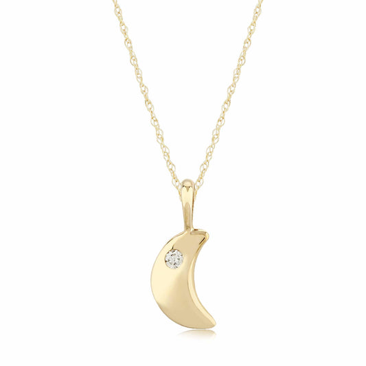 14K Yellow Gold Moon Pendant with Diamond by Carla & Nancy B.