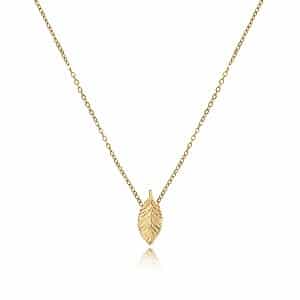 14K Gold Long Curved Leaf Pendant by Carla & Nancy B.