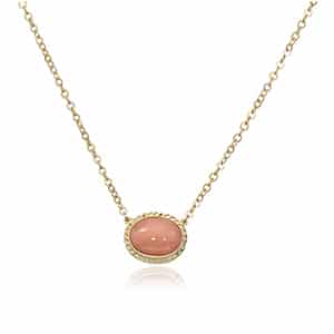 14K Yellow Gold 8X6mm Oval Coral Pendant with Chain by Carla & Nancy B.