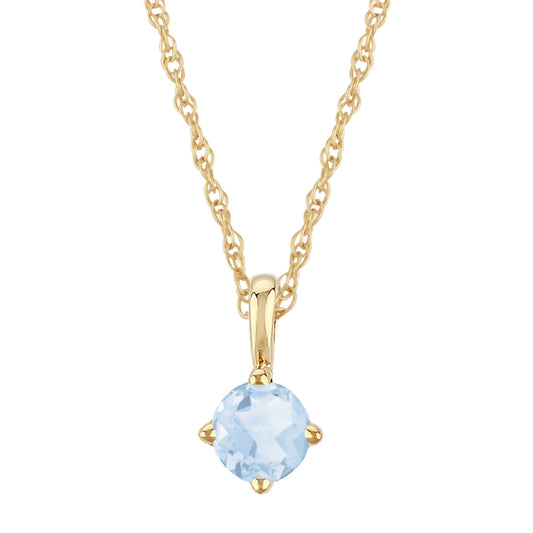 14K Yellow Gold 4mm Aquamarine Pendant