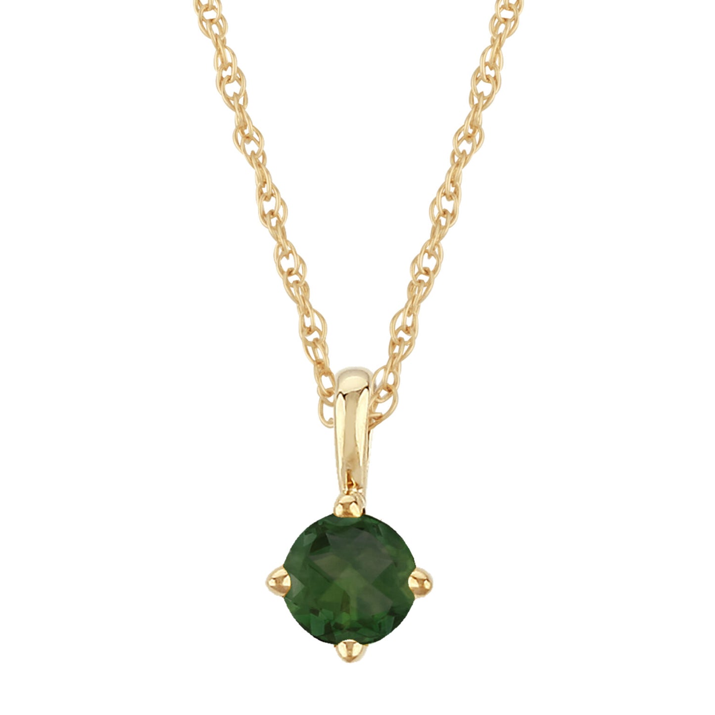 14K Yellow Gold 4mm Emerald Pendant