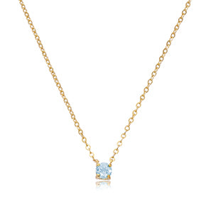 14K Yellow Gold 4mm Aquamarine Pendant by Carla & Nancy B.