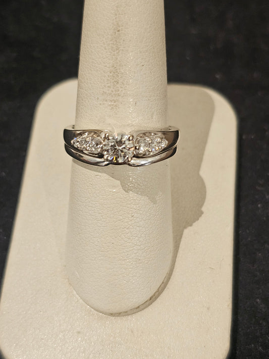 14K White Gold Prong Set Diamond Engagement Ring Set