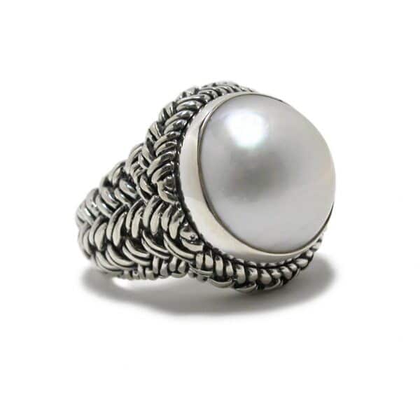 Sterling Silver Filigree Freshwater Pearl Ring by Sara Blaine