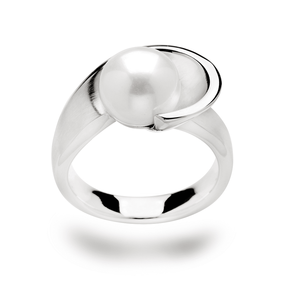 Sterling Silver Chic Ring with a Round Cultured Pearl by Bastian