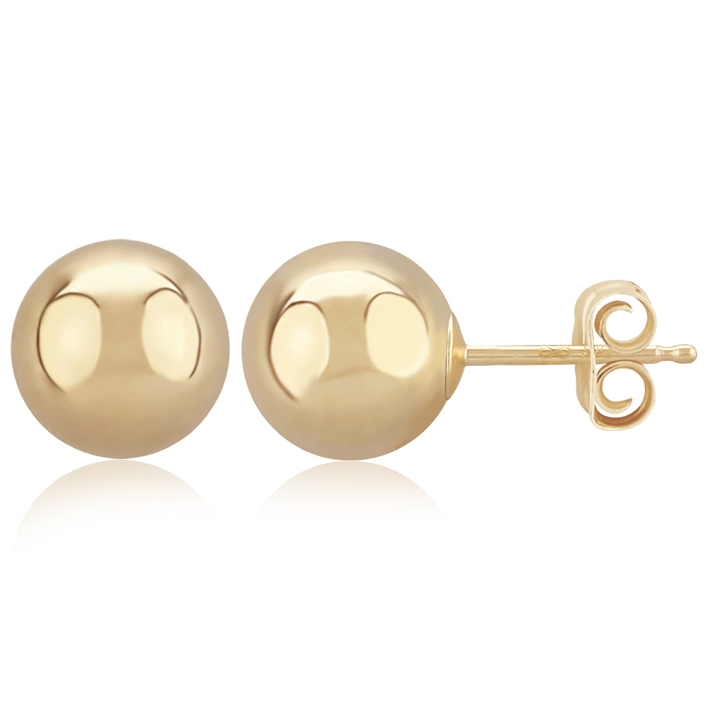 14K Yellow Gold 8mm Ball Earrings